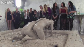 Muddy Wrestling: Fired Up Eurobabes Bring On The Mess - Audience Gets It! Screencap 92 on www.sinx.com