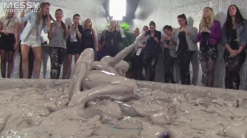 Muddy Wrestling: Fired Up Eurobabes Bring On The Mess - Audience Gets It! Screencap 99 on www.sinx.com