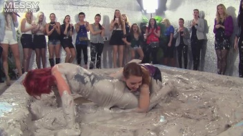 Muddy Wrestling: Fired Up Eurobabes Bring On The Mess - Audience Gets It! Screencap 10 on www.sinx.com