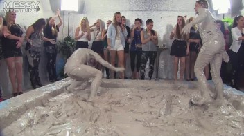 Muddy Wrestling: Fired Up Eurobabes Bring On The Mess - Audience Gets It! Screencap 12 on www.sinx.com