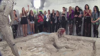 Muddy Wrestling: Fired Up Eurobabes Bring On The Mess - Audience Gets It! Screencap 13 on www.sinx.com