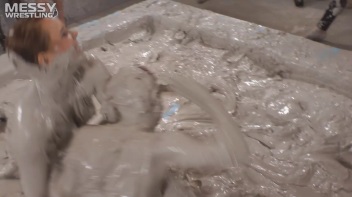 Muddy Wrestling: Fired Up Eurobabes Bring On The Mess - Audience Gets It! Screencap 18 on www.sinx.com