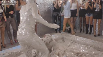 Muddy Wrestling: Fired Up Eurobabes Bring On The Mess - Audience Gets It! Screencap 19 on www.sinx.com