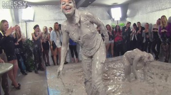 Muddy Wrestling: Fired Up Eurobabes Bring On The Mess - Audience Gets It! Screencap 23 on www.sinx.com