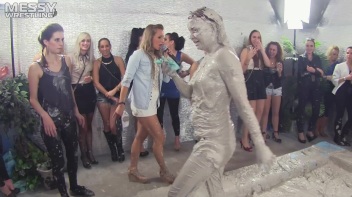 Muddy Wrestling: Fired Up Eurobabes Bring On The Mess - Audience Gets It! Screencap 41 on www.sinx.com