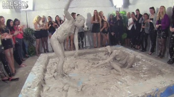 Muddy Wrestling: Fired Up Eurobabes Bring On The Mess - Audience Gets It! Screencap 55 on www.sinx.com