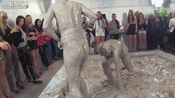 Muddy Wrestling: Fired Up Eurobabes Bring On The Mess - Audience Gets It! Screencap 57 on www.sinx.com