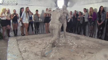 Muddy Wrestling: Fired Up Eurobabes Bring On The Mess - Audience Gets It! Screencap 60 on www.sinx.com