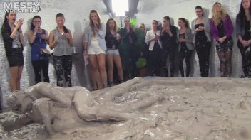 Muddy Wrestling: Fired Up Eurobabes Bring On The Mess - Audience Gets It! Screencap 61 on www.sinx.com