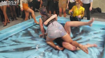 Messy Wrestling: Oil 'Em Up And Watch The Slimy Show X2!! 2 Audience Fights!!! Screencap 92 on www.sinx.com
