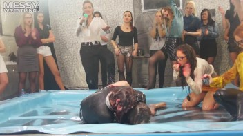 Messy Wrestling: Oil 'Em Up And Watch The Slimy Show X2!! 2 Audience Fights!!! Screencap 28 on www.sinx.com