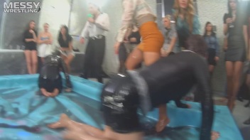 Messy Wrestling: Oil 'Em Up And Watch The Slimy Show X2!! 2 Audience Fights!!! Screencap 29 on www.sinx.com