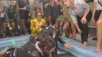 Messy Wrestling: Oil 'Em Up And Watch The Slimy Show X2!! 2 Audience Fights!!! Screencap 44 on www.sinx.com