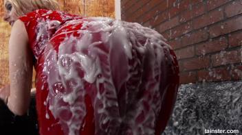 Lady in red covered in cum Screencap 45 on www.sinx.com