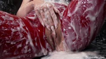 Lady in red covered in cum Screencap 78 on www.sinx.com