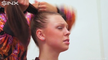 Temperamental Babes Hair Pulling Pillow Fight - Cam 2 Screencap 7 on www.sinx.com