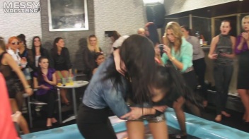 Messy Wrestling: Sloppy, Shiny, And Ready For A Dirty Showdown! 2 Audience Fights!!! Screencap 3 on www.sinx.com