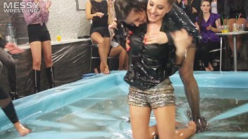 Messy Wrestling: Sloppy, Shiny, And Ready For A Dirty Showdown! 2 Audience Fights!!! Screencap 7 on www.sinx.com