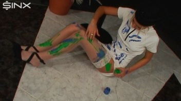 Wet And Messy Paint Play With Sexy Blonde Screencap 13 on www.sinx.com