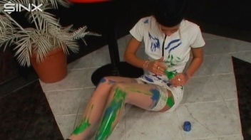 Wet And Messy Paint Play With Sexy Blonde Screencap 14 on www.sinx.com