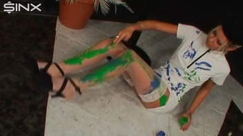 Wet And Messy Paint Play With Sexy Blonde Screencap 15 on www.sinx.com