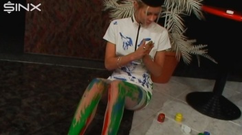 Wet And Messy Paint Play With Sexy Blonde Screencap 21 on www.sinx.com