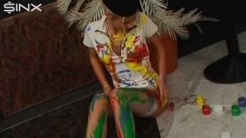 Wet And Messy Paint Play With Sexy Blonde Screencap 29 on www.sinx.com