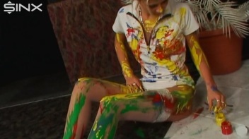 Wet And Messy Paint Play With Sexy Blonde Screencap 32 on www.sinx.com