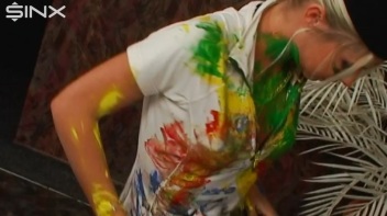 Wet And Messy Paint Play With Sexy Blonde Screencap 41 on www.sinx.com