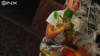 Wet And Messy Paint Play With Sexy Blonde Screencap 42 on www.sinx.com