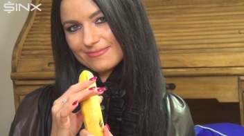 Pantyhose Banana Trampling For Raven Haired Minx Screencap 2 on www.sinx.com