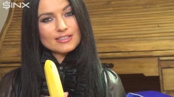 Pantyhose Banana Trampling For Raven Haired Minx Screencap 3 on www.sinx.com