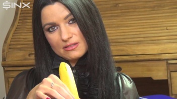 Pantyhose Banana Trampling For Raven Haired Minx Screencap 4 on www.sinx.com