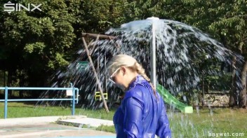 Playful Blonde Gets Drenched Under Water Fountain Screencap 33 on www.sinx.com