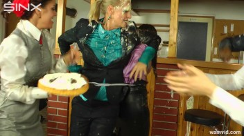 Business women get covered in cake Screencap 17 on www.sinx.com