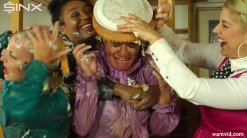 Business women get covered in cake Screencap 39 on www.sinx.com