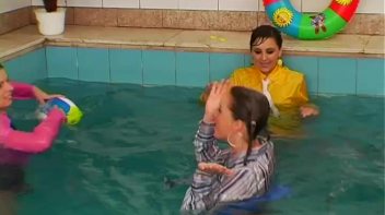 Satin Clad Cuties Hop In The Pool Screencap 86 on www.sinx.com