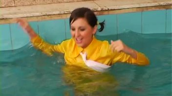 Satin Clad Cuties Hop In The Pool Screencap 25 on www.sinx.com