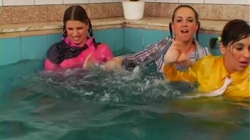Satin Clad Cuties Hop In The Pool Screencap 31 on www.sinx.com