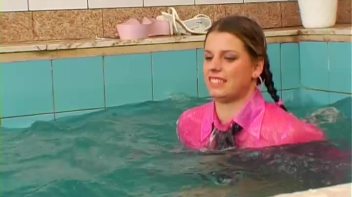 Satin Clad Cuties Hop In The Pool Screencap 66 on www.sinx.com