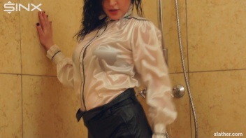 Clothed Beauty Showering In Satin Blouse Screencap 5 on www.sinx.com