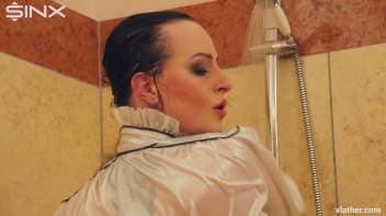 Clothed Beauty Showering In Satin Blouse Screencap 11 on www.sinx.com