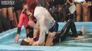 Messy Wrestling: Sloppy Shiny Wrasslin' Till Topless Or Bust! Screencap 28 on www.sinx.com