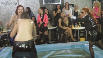 Messy Wrestling: Sloppy Shiny Wrasslin' Till Topless Or Bust! Screencap 62 on www.sinx.com