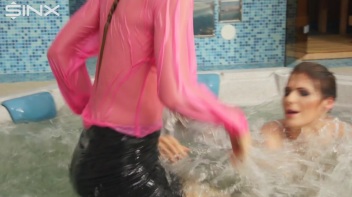 Clothed Catfight Turns Wet In The Jacuzzi Screencap 13 on www.sinx.com