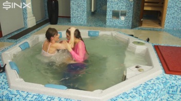 Clothed Catfight Turns Wet In The Jacuzzi Screencap 33 on www.sinx.com