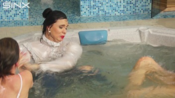 Clothed Catfight Turns Wet In The Jacuzzi Screencap 37 on www.sinx.com