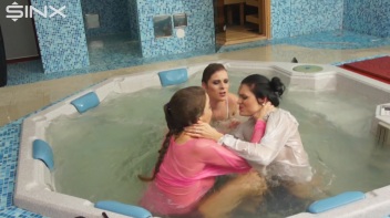 Clothed Catfight Turns Wet In The Jacuzzi Screencap 42 on www.sinx.com