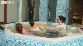 Clothed Catfight Turns Wet In The Jacuzzi Screencap 45 on www.sinx.com