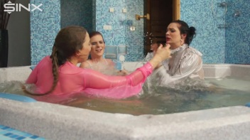 Clothed Catfight Turns Wet In The Jacuzzi Screencap 46 on www.sinx.com